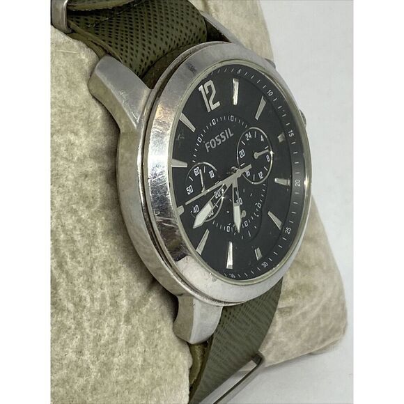 Fossil FS4532 Men's Grant Chronograph Green Leather Analog Dial Watch JK35 - Picture 5 of 11